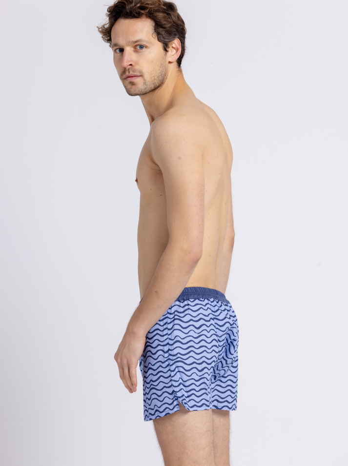 Caleçon Homme Les Gus 100% Coton Bio - Motif Baleines Bleues Ceinture Marine