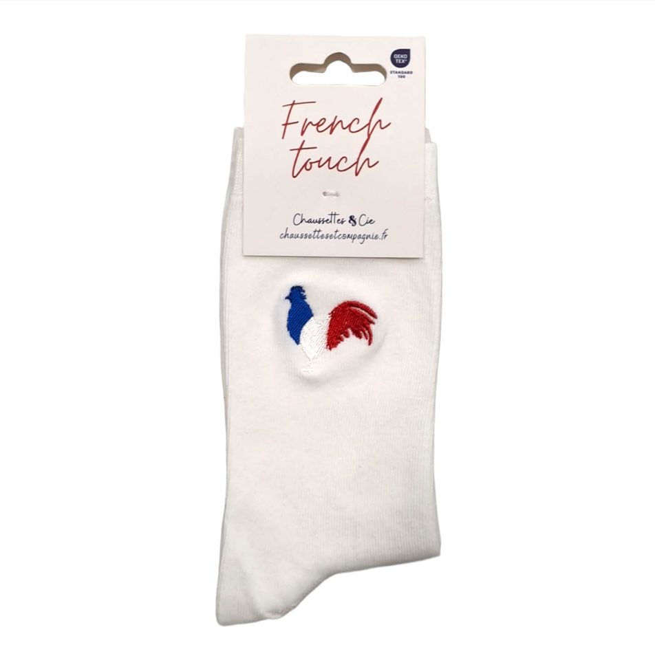 Chaussettes Bleu Nuit Avec Broderie Tricolore