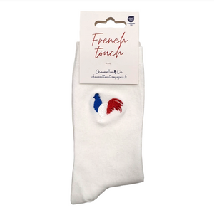 Chaussettes Bleu Nuit Avec Broderie Tricolore