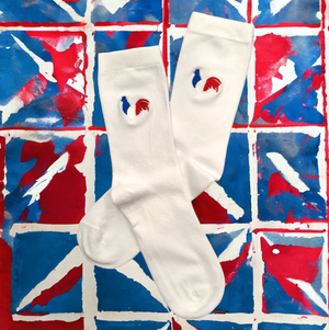 Chaussettes Bleu Nuit Avec Broderie Tricolore