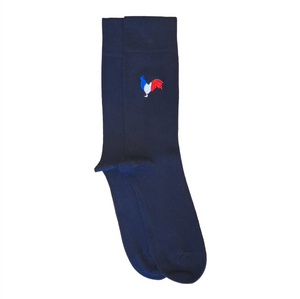 Chaussettes Bleu Nuit Avec Broderie Tricolore