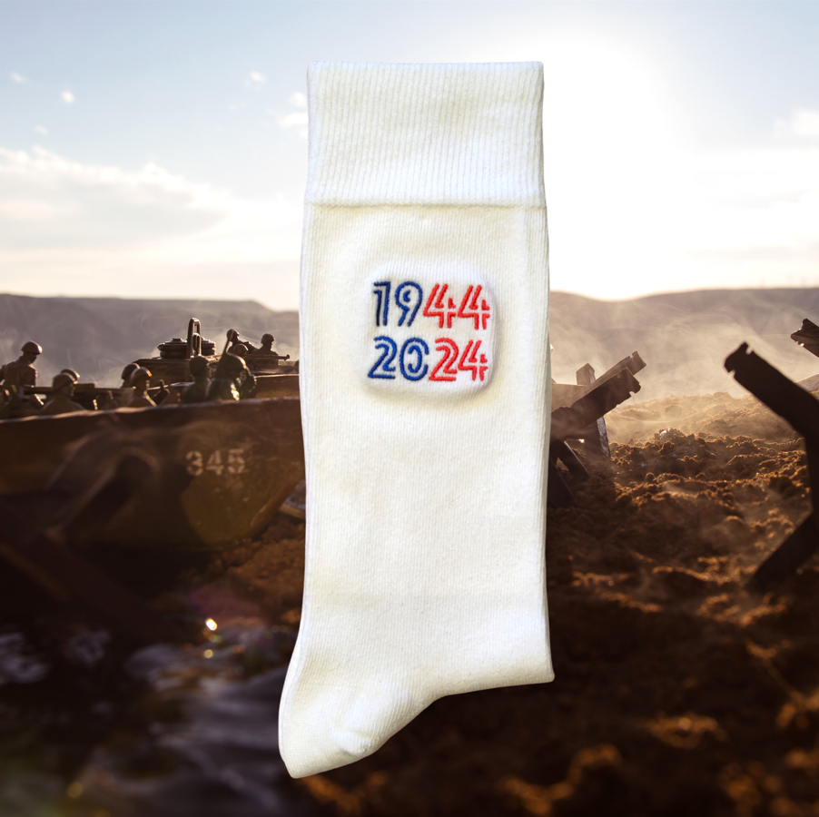 BRODERIE - LES GRANDS ÉVÉNEMENTS - CHAUSSETTES 80 ANS DU DÉBARQUEMENT - D-DAY 1944 2024