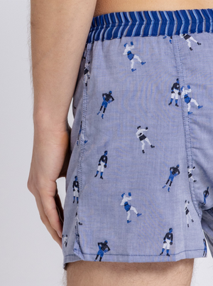 Le Boxeur - Caleçon Brodé Homme En Coton Bleu, Blanc, Marine, Praliné