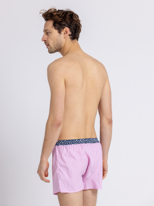 Le Rafraîchissant - Caleçon Rose Homme En Coton À Fines Rayures Blanches