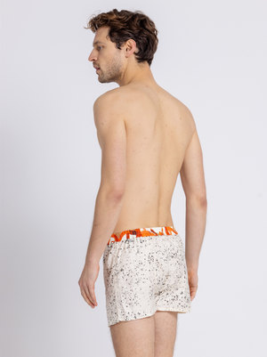 L'artistique - Caleçon En Coton Ecru, Noir, Orange, Blanc, Beige
