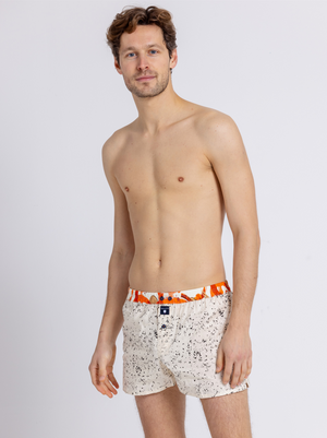L'artistique - Caleçon En Coton Ecru, Noir, Orange, Blanc, Beige