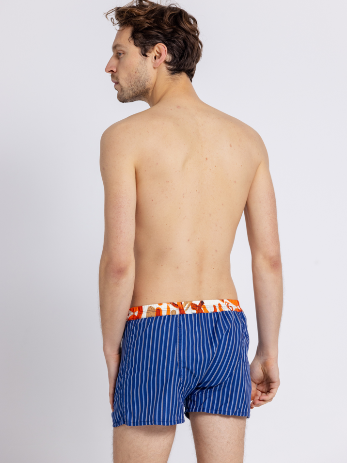 LE RAYÉ II - CALEÇON HOMME EN COTON À RAYURES - BLEU, ORANGE, BLANC, BEIGE