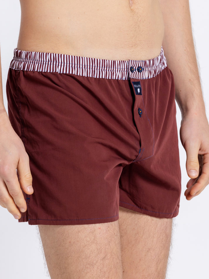 Le Terracotta - Caleçon Homme En Coton - Brique Et Blanc