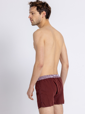 Le Terracotta - Caleçon Homme En Coton - Brique Et Blanc