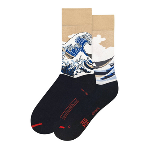 Katsushika Hokusai - Chaussettes La Grande Vague Au Large De Kanagawa (Beige)