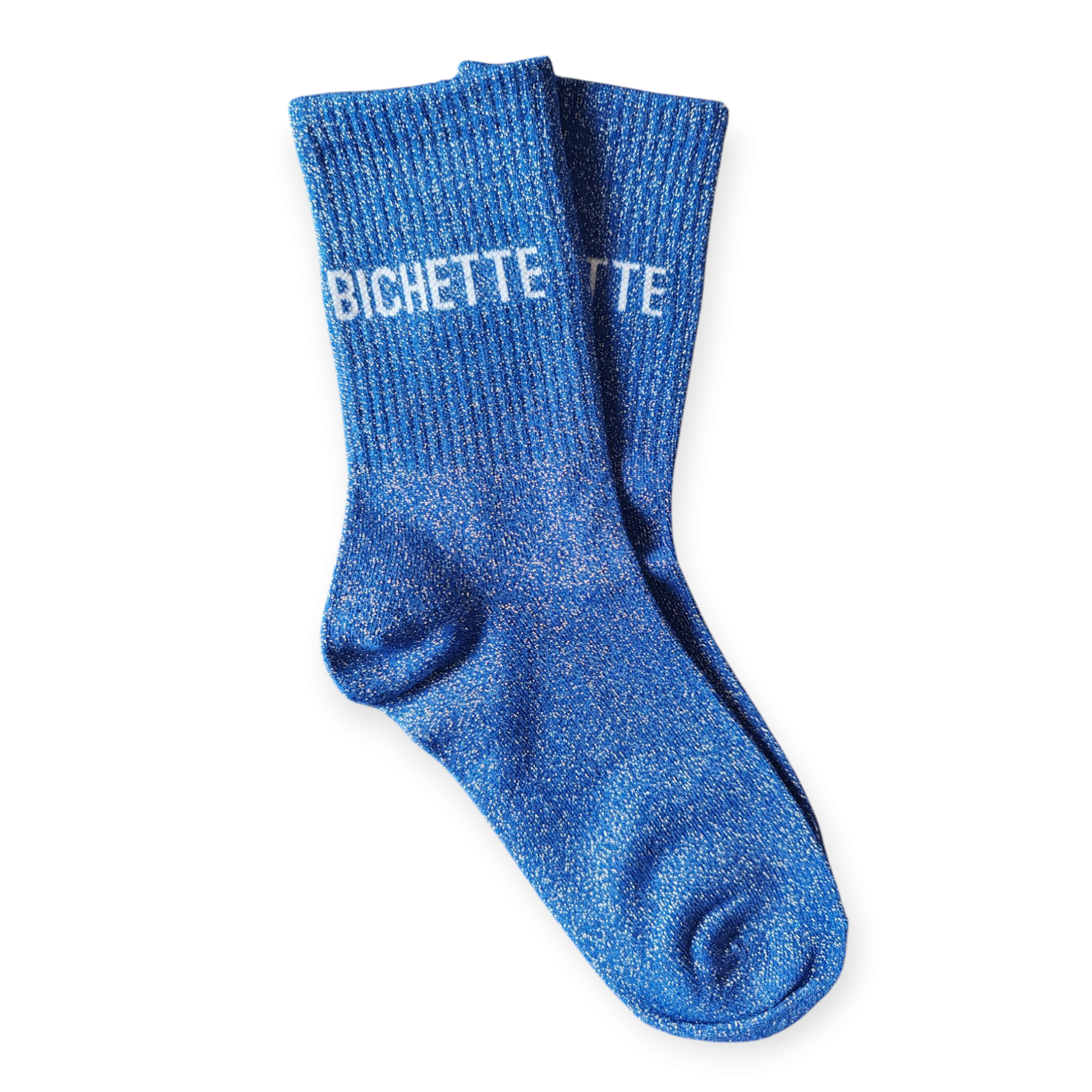 Chaussettes Message bleues à paillettes