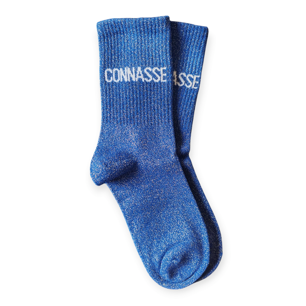 Chaussettes Message bleues à paillettes