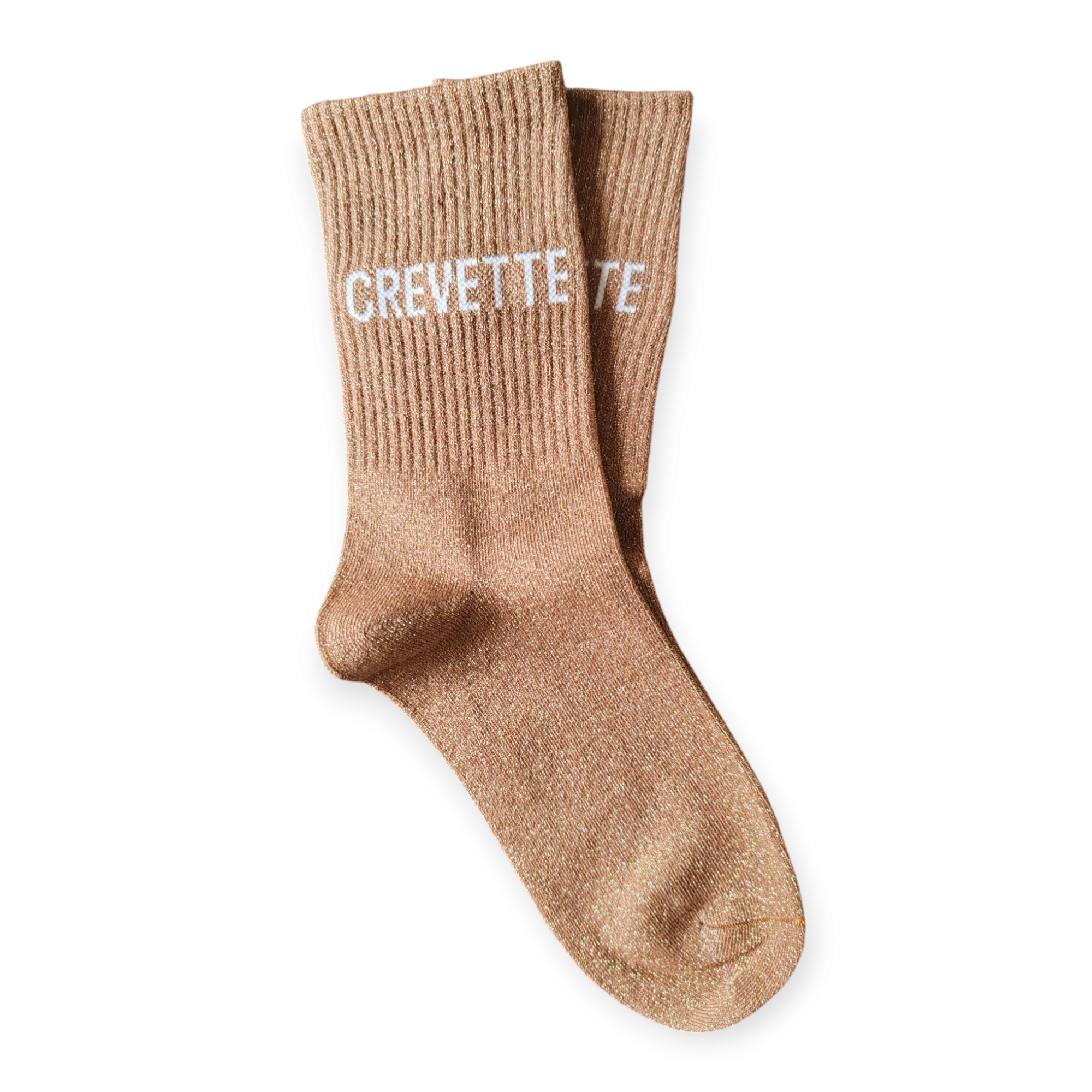 Chaussettes Message marron praliné à paillettes