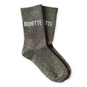 Chaussettes Message noires à paillettes