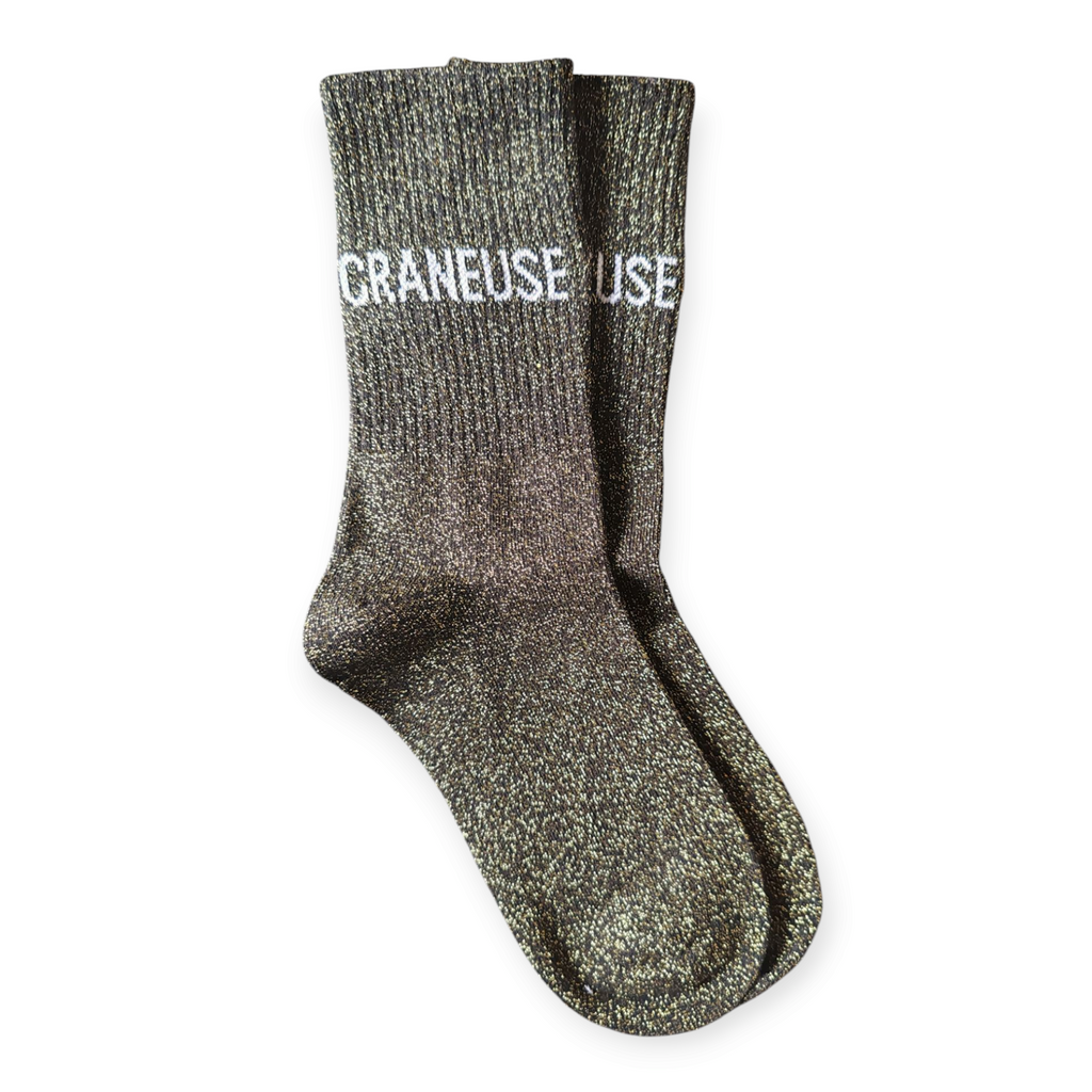 Chaussettes Message noires à paillettes