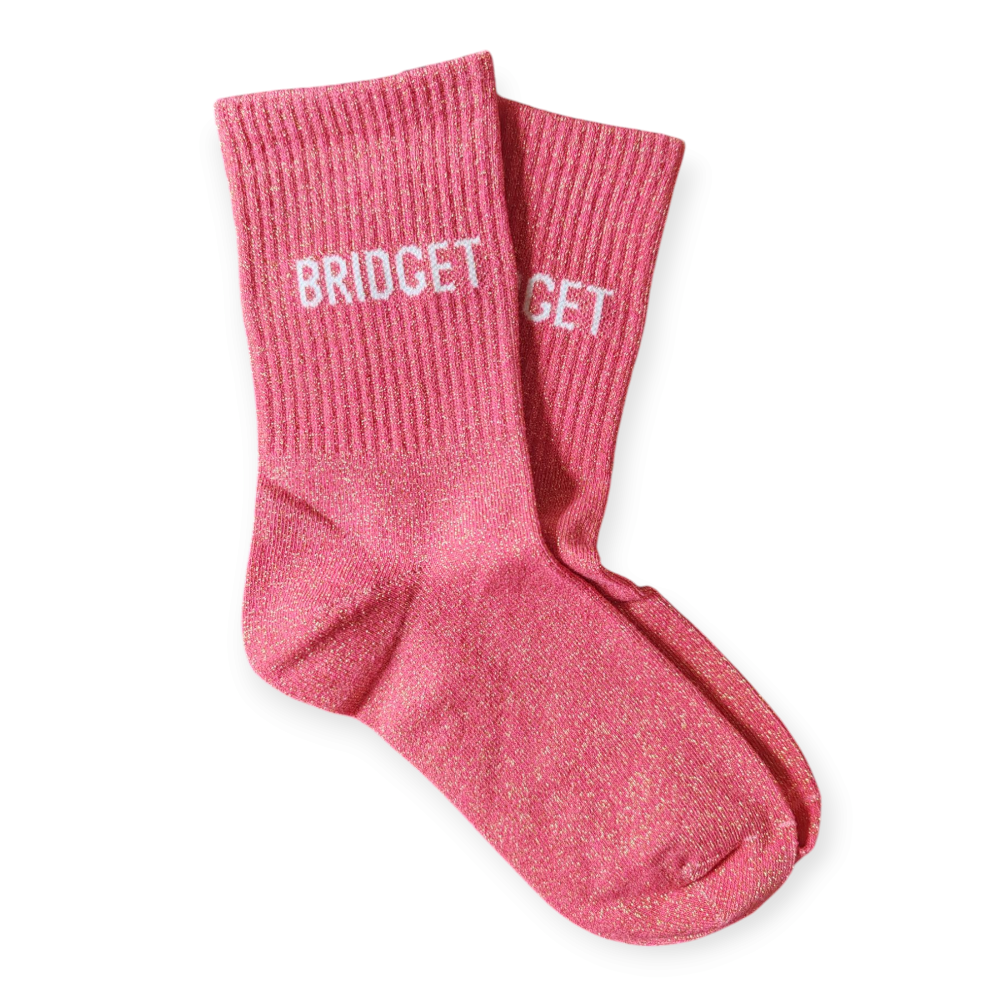 Chaussettes Message roses à paillettes