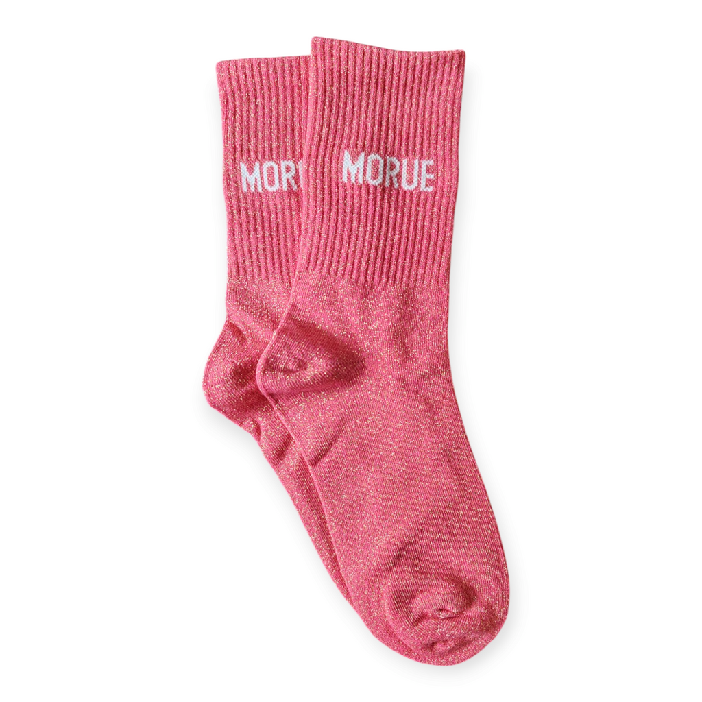 Chaussettes Message roses à paillettes