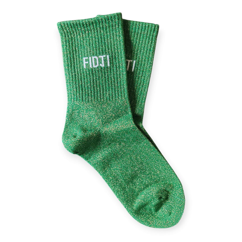 Chaussettes Message vertes à paillettes