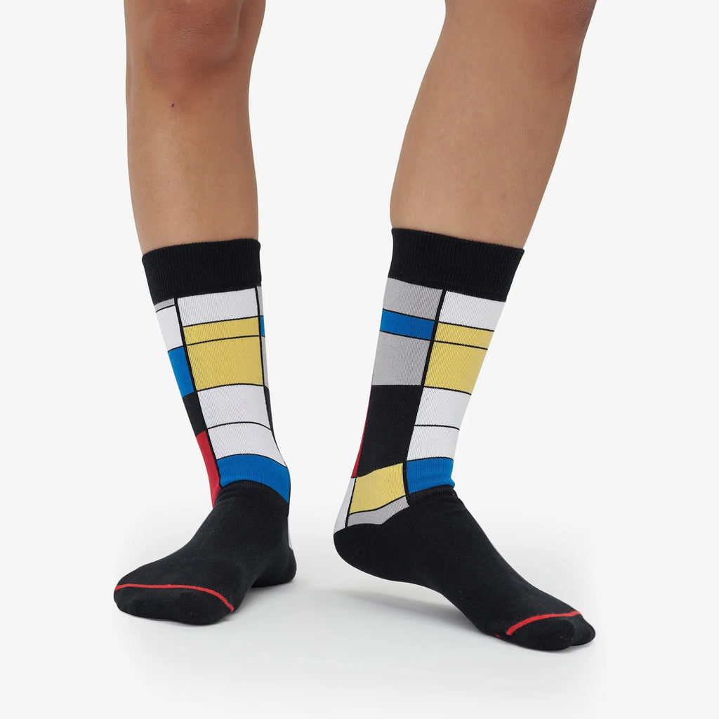Les Artistiques - Piet Mondrian - Chaussettes Composition Avec Du Rouge, Du Bleu Et Du Jaune