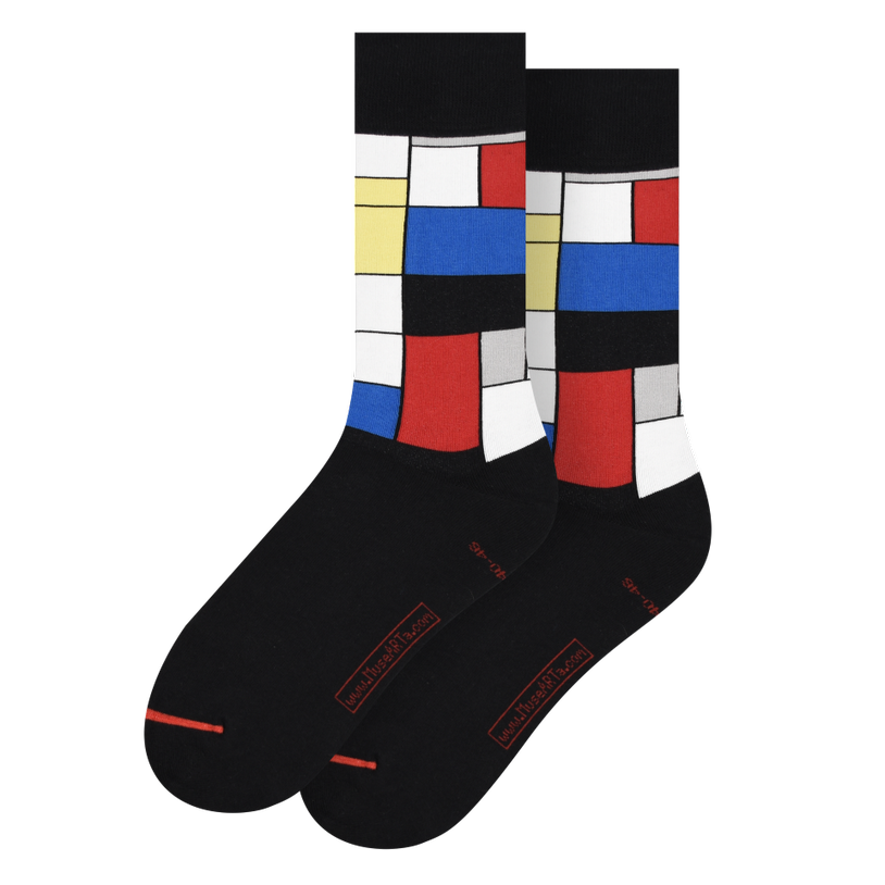Les Artistiques - Piet Mondrian - Chaussettes Composition Avec Du Rouge, Du Bleu Et Du Jaune