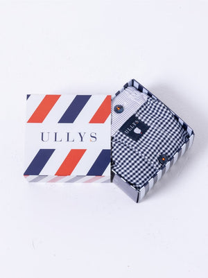 Le Petit Vichy - Caleçon En Coton Marine Et Blanc
