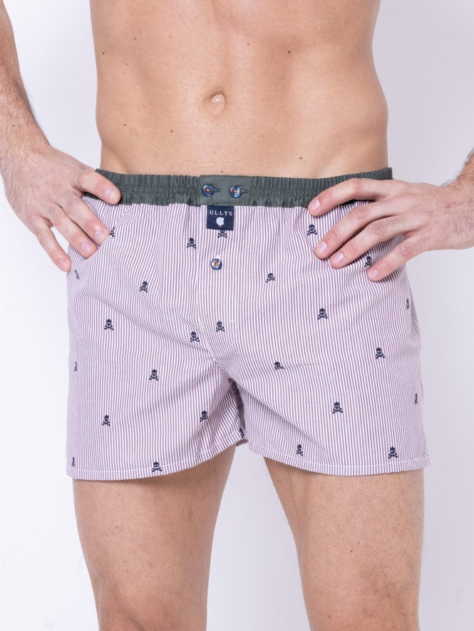 Le Pirate - Caleçon En Coton Aubergine, Bleu, Kaki