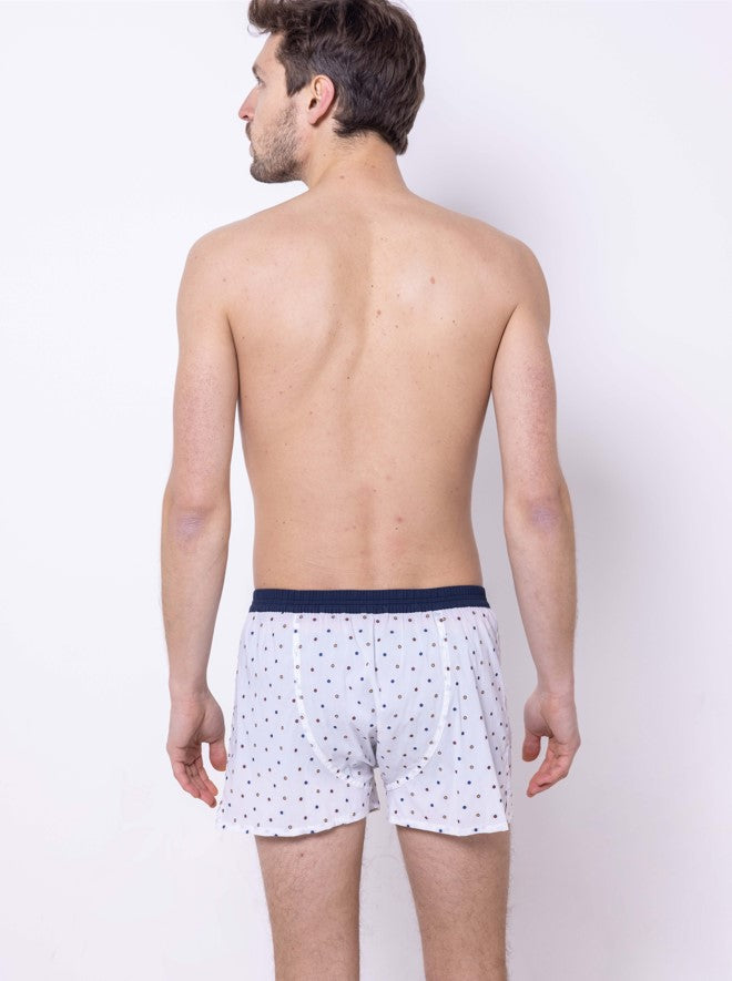 Le Confetti - Caleçon Brodé En Coton Blanc, Bleu, Rouge, Jaune