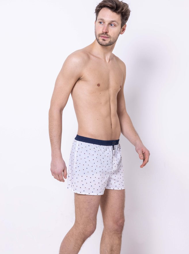 Le Confetti - Caleçon Brodé En Coton Blanc, Bleu, Rouge, Jaune