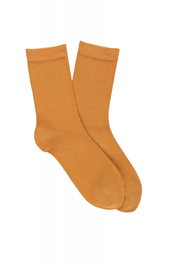 LES UNIES - CHAUSSETTES MOUTARDE CLAIR - COTON BIO - 36/41