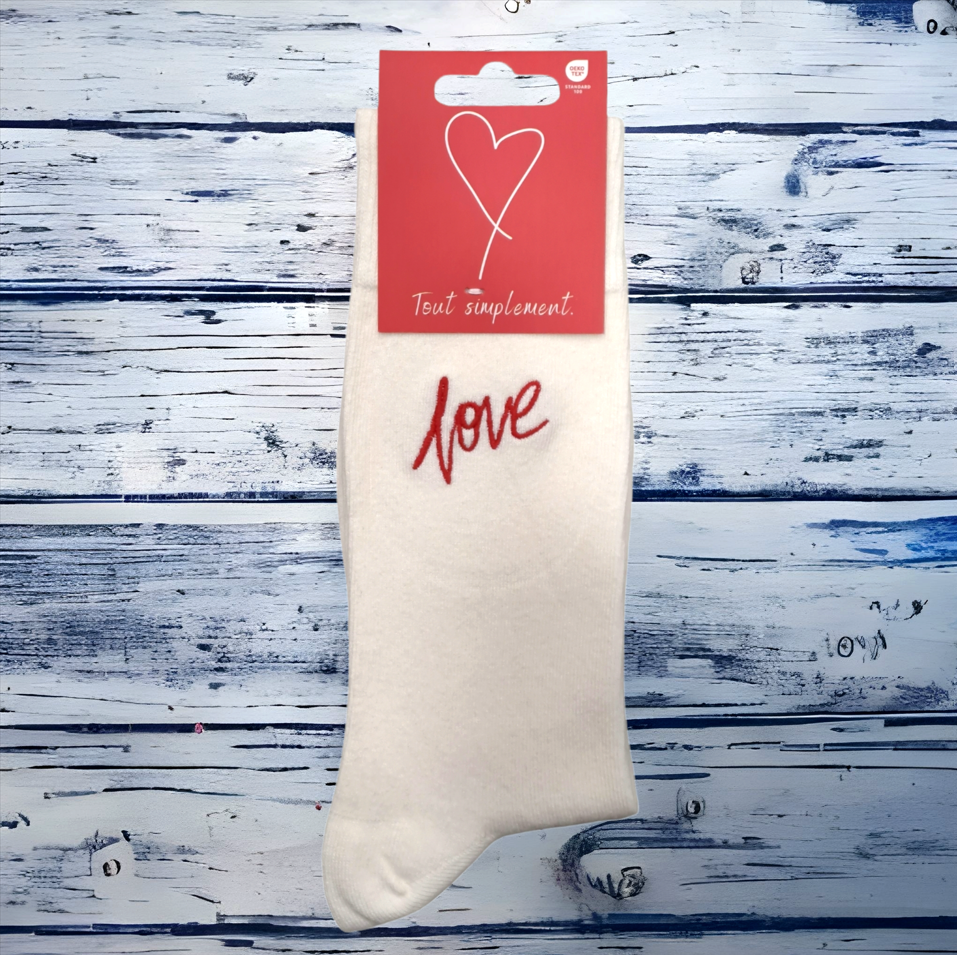 Chaussettes Dépareillées Love & Coeur - Blanc Et Rouge
