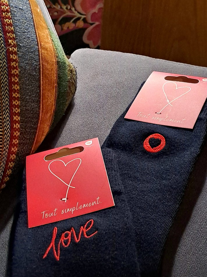 Chaussettes Dépareillées Love & Coeur - Marine Et Rouge