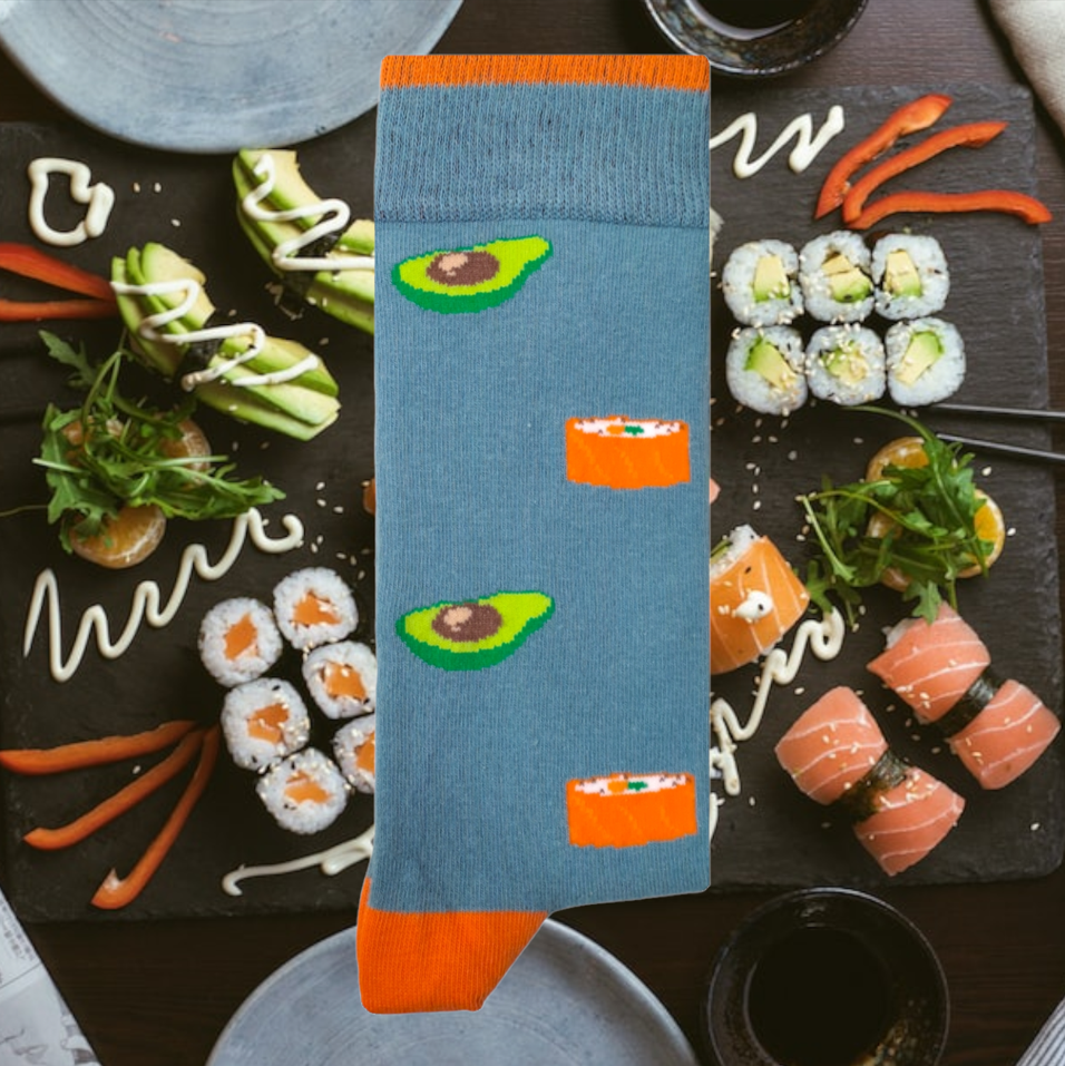 À MOTIFS - LES PLAISIRS CULINAIRES - CHAUSSETTES SUSHIS ET AVOCATS