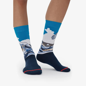Katsushika Hokusai - Chaussettes La Grande Vague Au Large De Kanagawa (Bleu)