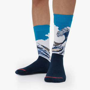 Katsushika Hokusai - Chaussettes La Grande Vague Au Large De Kanagawa (Bleu)