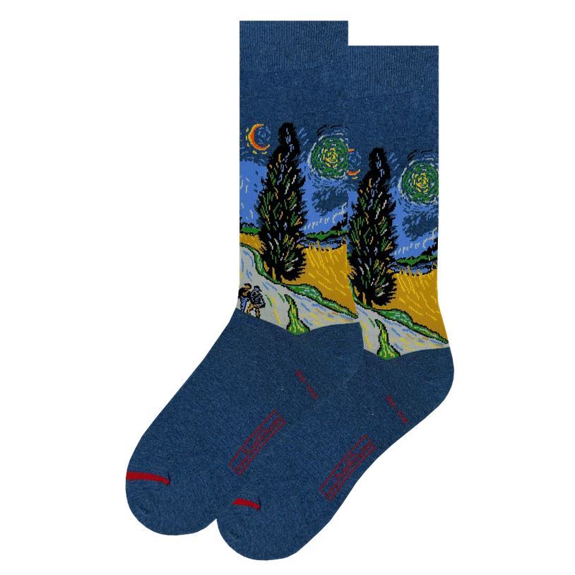 LES ARTISTIQUES - VINCENT VAN GOGH - CHAUSSETTES COUNTRY ROAD EN PROVENCE LA NUIT