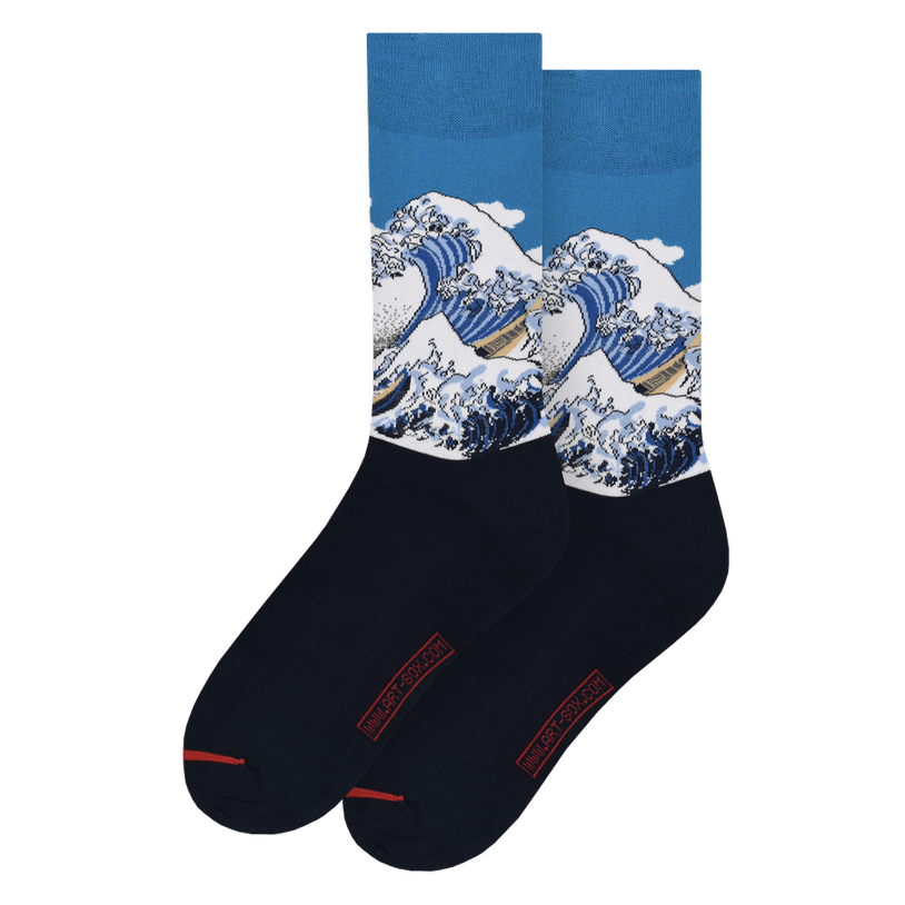 Katsushika Hokusai - Chaussettes La Grande Vague Au Large De Kanagawa (Bleu)